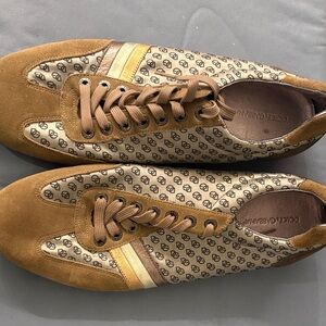 Dolce & Gabbana Tan and Gold Patterned Sneakers